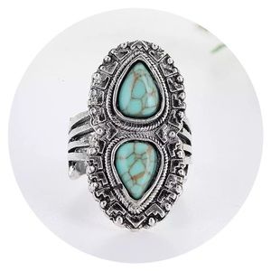 • Vintage Style Turquiose Hi-Lo Ring •